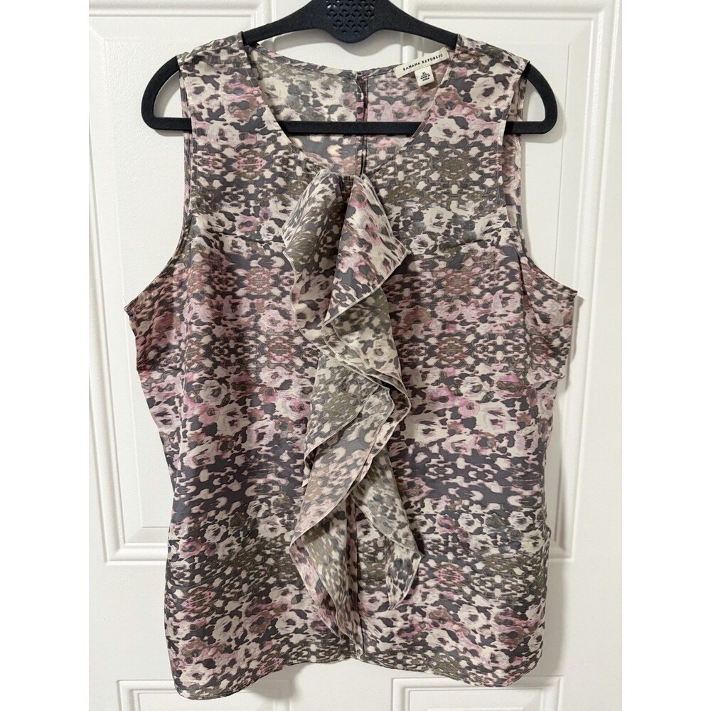 Banana Republic 100% Silk Women's XL Sleeveless Ruffled Top
